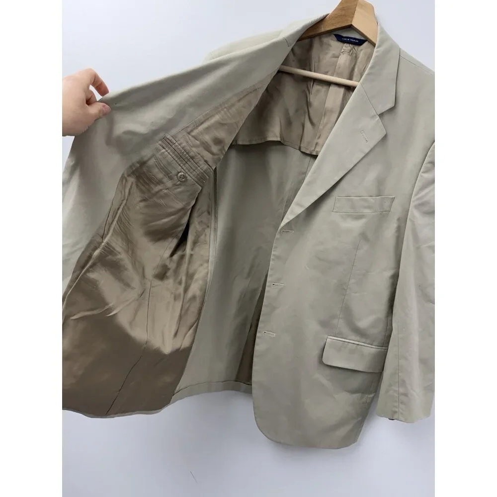 Brooks Brothers Blazer Men 43R Tan BrooksCool Poplin 3 Button Jacket Sports Coat